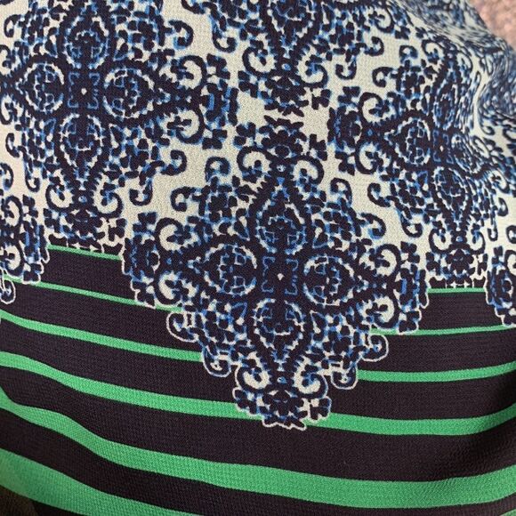 Cabi 107 Border Stripe Tank Top Blouse Blue & Green Sz S - Picture 8 of 11